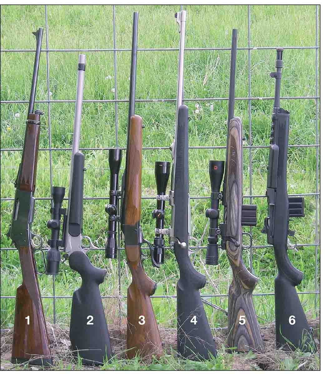 The .223 Remington has been chambered in a variety of rifles and action types. A few examples include the (1) Browning BLR 81, (2) Thompson/Center G2 Contender, (3) Ruger No. 1, (4) Ruger M77 MKII All-Weather, (5) Mossberg MVP and (5) Ruger Mini-14 Ranch Rifle.